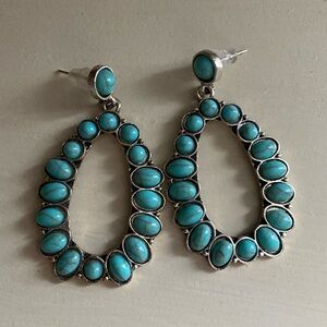 Turquoise and Silver Drop Earrings